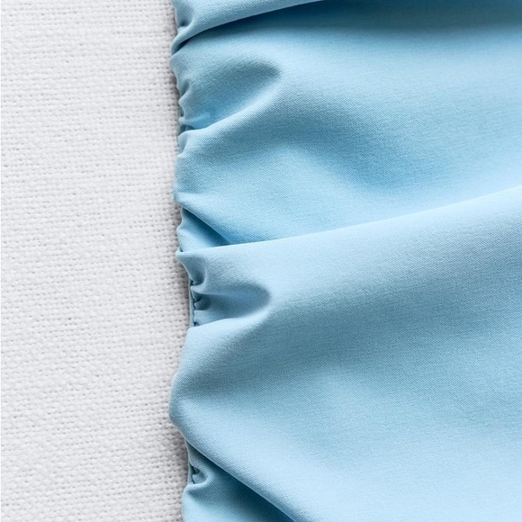 Zara baby blue midi dress with rosettes roses - Picture 6 of 8